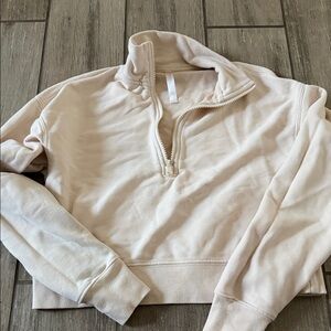 Fabletics Cream Half-Zip Cropped Sweater